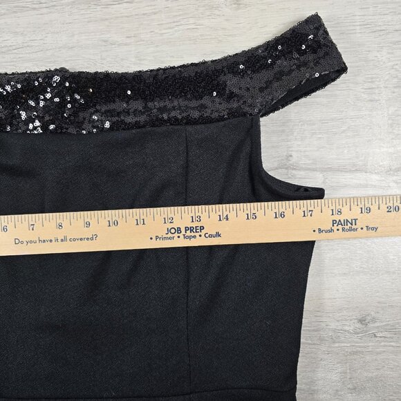 VTG Paraphrase Y2K 90's Black Jeweled Neck Sheath Dress Sz L Sleeveless Stretch - Picture 7 of 11